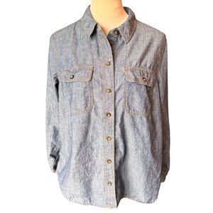 Boden Chambray Soft Denim Classic Button Up Shirt Women’s Size 12P Classic